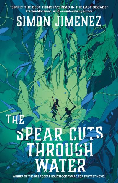 The spear cuts through water